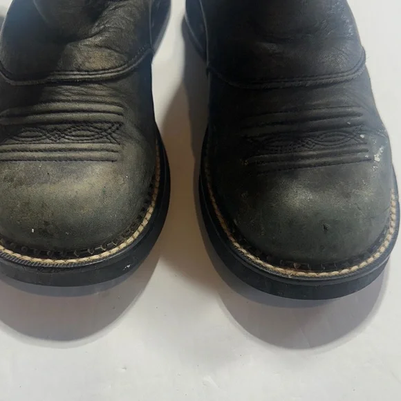 Ariat leather upper Turquoise purple & Black Western Cowboy Boots w pull tabs 9 - Picture 6 of 11